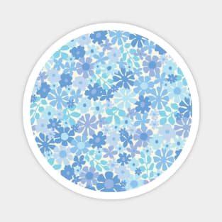 RETRO BLUE FLORALS GROOVY 60S PATTERN DITSY DAISY SCANDINAVIAN AESTHETIC TURQUOISE PASTEL BLUE Magnet